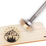 OLYCRAFT Wood Branding Eisen Benutzerdefiniertes Logo 3 cm Leder Branding Eisenstempel BBQ Heat Stamp Mit Holzgriff Für Holzbearbeitung Und Handgefertigtes Design - Mountain & Forest # 1