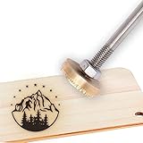 OLYCRAFT Wood Branding Eisen Benutzerdefiniertes Logo 3 cm Leder Branding Eisenstempel BBQ Heat Stamp Mit Holzgriff Für Holzbearbeitung Und Handgefertigtes Design - Mountain & Forest # 1