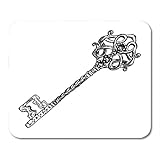 Mauspads Klassischer schwarzer Zugang Antiker Schlüssel Skizze Stil von Vintage auf Weiß Altes Design Antiquar Neugier Mauspad für Notebooks, Desktop-Computer Mausmatten, Bü