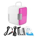 Jopwkuin Mini-KüHlschrank, Kompakter Ac/Dc-AutoküHlschrank KüHler & WäRmer-Modus Dual-Netzteil Muttertagsgeschenk 4L Tragbarer TischküHlschrank FüR GeträNke Auto Zu Hause Reisen(Rosa)
