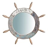 Biscottini Wandspiegel 70 x 70 x 4 cm | Dekorativer Spiegel aus antikem Holz | Spiegel Meer | runder Shabby Chic Spieg