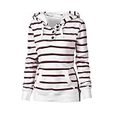 acction Pullover Tops für Frauen Casual Stripe Langarm Kapuzenpullover Sweatshirt Tops Mantel mit T