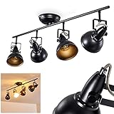 Deckenleuchte Tina, Deckenlampe aus Metall in Schwarz/Gold, 4-flammig, mit verstellbaren Strahlern, 4 x E14-Fassung max. 40 Watt, Spot im Retro/Vintage Design, für LED Leuchtmittel geeig