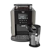 Krups EA819E Arabica Latte Quattro Force Kaffeevollautomat (1450 Watt, Wassertankkapazität: 1,7 Liter, Pumpendruck: 15 bar, LCD-Display) Platin-schw