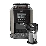 Krups EA819E Arabica Latte Quattro Force Kaffeevollautomat (1450 Watt, Wassertankkapazität: 1,7 Liter, Pumpendruck: 15 bar, LCD-Display) Platin-schw