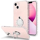 BENTOBEN iPhone 13 Hülle Glitzer Transparent Handyhülle iPhone 13 Case Silikon Cover Mit Ring Halter Ständer Diamant Bling Slim dünn Hülle für iPhone 13 6.1'- Cry