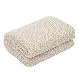 LICHUXIN Decke Decke Akzente Decke Baumwolle Mode Gestrickte Wurf Decke Warme gemütliche Gewebe Decken Dekor Dekordecke Fürs Bett Sofa Reisen Alle Jahreszeiten (Color : Beige, Size : 130 * 160CM)