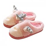 Damen Hausschuhe Warm Winter Plüsch Bequem Warme Pantoffeln Kuschelig Weite Leicht Slippers Drinnen und Draußen rutschfeste Filzpantoffeln Unisex Memory Foam Puschen Haus Gäste Schlapp