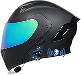 Vbnmda Bluetooth-Bluetooth-Motorrad-Helm-zertifizierter Motorrad-Headset voller Helm mit Doppel-Gesicht-Motorrad-Helm mit automatischer Reaktion der Mikrofon-XXL = (63-64 cm)_B