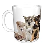 Gokruati 330ml Entzückende Katzen und Hunde große Kaffeetasse,glatte mattierte Keramiktasse mit Griff Schöne Teetasse für Büro und Z