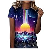 Teen Girl Kurzarm Loose Fit Bluse Tee Print Tops Oberteil Sommer Bluse Vintage Crop Tops T Shirt Women's Cotton Fashion Oberteile Damen Kurzarm Shirt Große Größ