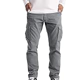 JIOJIO Herren Cargo Jogger Chino Hose Pants Mit Stretch Herren Lange Cargo-Hose Straight Lange Arbeitshose Bundhose Cargo Herren Arbeitshose Bundhose Cargohose Kniepolster-Taschen Herren H