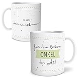 Bester Onkel Große Kaffee-Tasse mit Spruch im Geschenkkarton Personalisiert mit Namen Geschenke Geschenkideen für Onkel zum Geburtstag