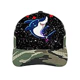 fucyBu Dinosaurier Bunte Glitzer Baseball Cap, Polyester Baumwolle Dad Hat Unisex Einfarbig Cap, Camouflage-süßes Hai-Cartoon-Herz, S/L