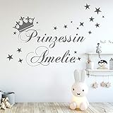 Wandschnörkel®Wandtattoo Mädchen Prinzessin Namen Krone Sterne Mädchenzimmer Wandaufkleb