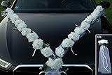 ROSEN GIRLANDE Auto Schmuck Braut Paar Rose Deko Dekoration Autoschmuck Hochzeit Car Auto Wedding Deko (Weiß / Weiß)
