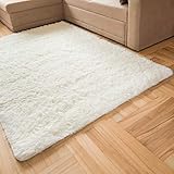 Carpeto Rugs Teppich Hochflor Wohnzimmerteppich Langflor Bettvorleger - Teppiche für Wohnzimmer Schlafzimmer Kinderzimmer - Weicher Modern Einfarbig Flauschig Shaggy - rutschfest Weiß 200 x 300