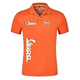 Herren Vespa T-Shirt Unisex Rundhals Atmungsaktive Shirts Sommer Neu Kurzarm T-Shirt Casual Revers Poloshirt,Orange,3XL