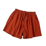 Generic Trainingsshorts Mit Hoher Taille FüR Damen Weiche Kordelzug-Laufshorts Mit Taschen Leichte Sweat-Shorts Mit Elastischer Taille (XXL,Braun)