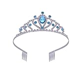 Frcolor Mädchen Prinzessin Tiara Krone Herz Kristall Prinzessin Haarkamm Stirnband für Hochzeit Braut Prom Geburtstag Pegeant Prinecess Party (blau)