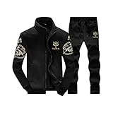 Herren Trainingsanzug Übergrößen Jogging Anzug Sportanzug Reißverschluss Sweatshirt Fußball Sporthose Frühling Sweatjacke und Trainingshose Trainingsjacke Fitness Jogginghose Hose Set Schwarz L