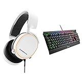 SteelSeries Arctis 5 (Gaming Headset, RGB-Beleuchtung, DTS Headphone) weiß & Sharkoon Skiller Mech SGK3 Mechanische Gaming Tastatur (mit RGB-Beleuchtung, rote Schalter, N-Key-Rollover) schw