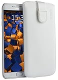 mumbi ECHT Ledertasche Samsung Galaxy S6 Edge+ Tasche Leder Etui weiss (Lasche mit Rückzugfunktion Ausziehhilfe)