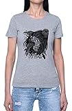 Rabe König Damen T-Shirt Grau Rundhals Leichtes Lässiges Kurzarm Women's Grey Crew Neck Casual Short S