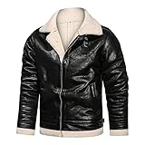 Feixunfan Herren-Lederjacke / Herren-Lederjacke im Punk-Stil, Reißverschluss-Design, Motorrad-Pilotenlederjacke für Motorradfahren, Radfahren, Farbe: Schwarz, Größe: XXL