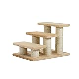 PawHut Tiertreppe Katzentreppe Hundetreppe 3 Stufen Treppe für Katze und Hunde Plüsch Creme 45 x 35 x 34