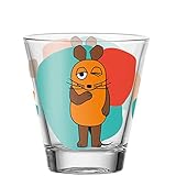 Leonardo Bambini Trink-Glas, 1 Stück, spülmaschinengeeignetes Saft-Glas, Kinder-Becher aus Glas, Wasser-Glas Die Maus, orange, 215 ml, 021418