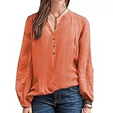 Damen FrüHjahr/Sommer Top Solid Color Button V-Neck Vintage S