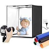 Yuanj Fotobox Mini Tragbarer Fotostudio Set 40 * 40 * 40 cm, Photobox/Lichtzelt mit Einstellbarer Beleuchtung & 6 Farbhintergründen, Fotozelt für Produktfotog