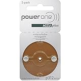 Powerone Accu Plus Wiederaufladbare Hörgeräte Batterien Größe 312 - Packung mit 2