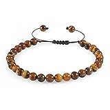 XIAORUI Schwarzer Lavastein Tigerauge Perlenarmband für Männer Frauen Geflochtene Armbänder Einstellbarer Schmuck