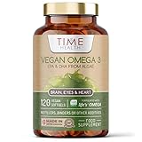 Veganes Omega 3 – EPA & DHA aus Algenöl – Premium Marke – Carrageenan frei – Nachhaltig – Algen-Alternative zu Fischöl – Ohne Zusätz (120 Softgelkapseln pro Flasche)