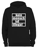 Styletex23 Kapuzenpullover Kein Mensch ist illegal, schwarz XXL