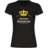 Multifanshop® Damen T-Shirt - Biathlon Expertin - schwarz - Frauen Shirt - Größe:S