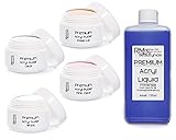 Acryl Puder Set 2 mit 100ml Liquid - 4x 20g Pulver Klar - Weiß - Pink - Make-Up Puder Nagelset (5er Pack)