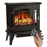 ALTERDJ Elektrokamin Kaminofen Flammeneffekt 1800W Überhitzungs-Schutz Metall Glas Schwarz 50 x 28 x 58