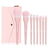 MSQ 8 Stück Puder Lidschatten Pink Make-up Pinsel Set Start Makers Make-up Pinsel Professionelle Kosmetik Kit mit Tasche Travel Face Eyes Make-up Pinsel Set (Rose)