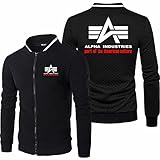 MYJOYSUE Herren Bomberjacke Alpha Industries Drucken mit Ärmeltasche Blouson Jacke Übergangsjacke Stehkragen Fliegerjacke mit InnentascheBaseball Jack