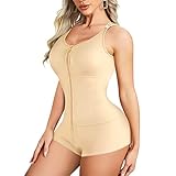 WANFISTO Body für Frauen Shapewear Bauchkontrolle Fajas Body Shaper für Frauen mit Reißverschluss - Beige - XX-Larg