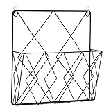 osmanthus Zeitungshalter für die Wand, Zeitungsständer Wandregal aus Metall, Zeitschriftensammler Bücherregal Mesh, Zeitungsregal Aufbewahrungskorb für Büro Wohnzimmer S