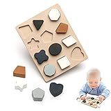 Sortierspiel Geometrische Formen Puzzle Silikon Tangram Puzzle Set Lernspielzeug für Kinder ab 2 3 4 Jahr (Khaki)