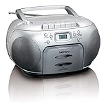 Lenco SCD-420 Silver Tragbares UKW-Radio mit Toplader CD-Spieler und Kassettendeck, LCD Display, Wiederholungsfunktion, Auto-Stopp, Kopfhö