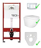 Tece Vorwandelement Base inkl. Drückerplatte chrom + Lavita Wand WC Sofi ohne Spülrand + WC-Sitz mit Soft-Close-Absenkautomatik