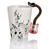 Keramiktasse mit Gitarren-Motiv, 365 ml, Pink