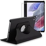 ebestStar - kompatibel mit Samsung Galaxy Tab A7 Lite 8.7 Hülle T220 T225 Rotierende Schutzhülle Etui Ständer, Rotating Case Cover, Schwarz + Panzerglas Schutzfolie [Tab: 212.5x124.7x8 mm, 8.7'']