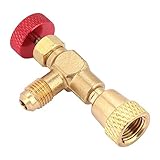 LANTRO JS - 1/4'' - 5/16'' Kältemittelfüllventil, R410A Kältemitteldose Flaschenhahn Ventilöffner Fluoridwerkzeuge, Messing Durchflussreg